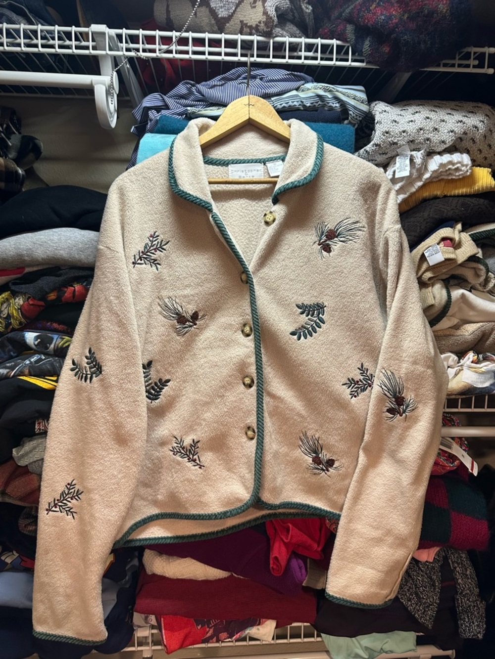 Vintage Christopher Banks Nature Outdoors Fleece Cardigan Sweater Women’s Med